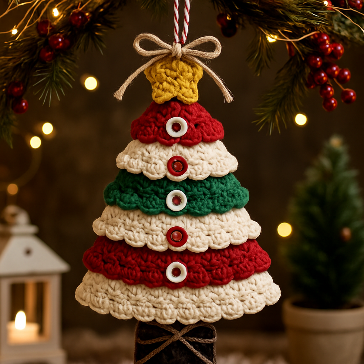Charming Layered Crochet Christmas Tree Ornament Tutorial