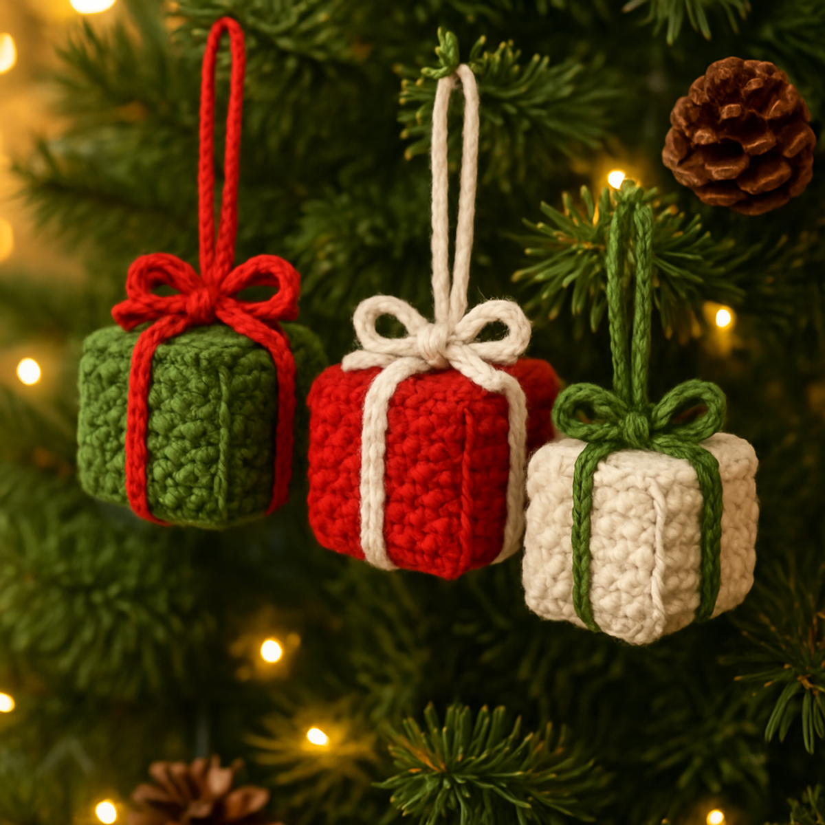 Cozy Little Crochet Present Box Ornament: A Quick Holiday DIY