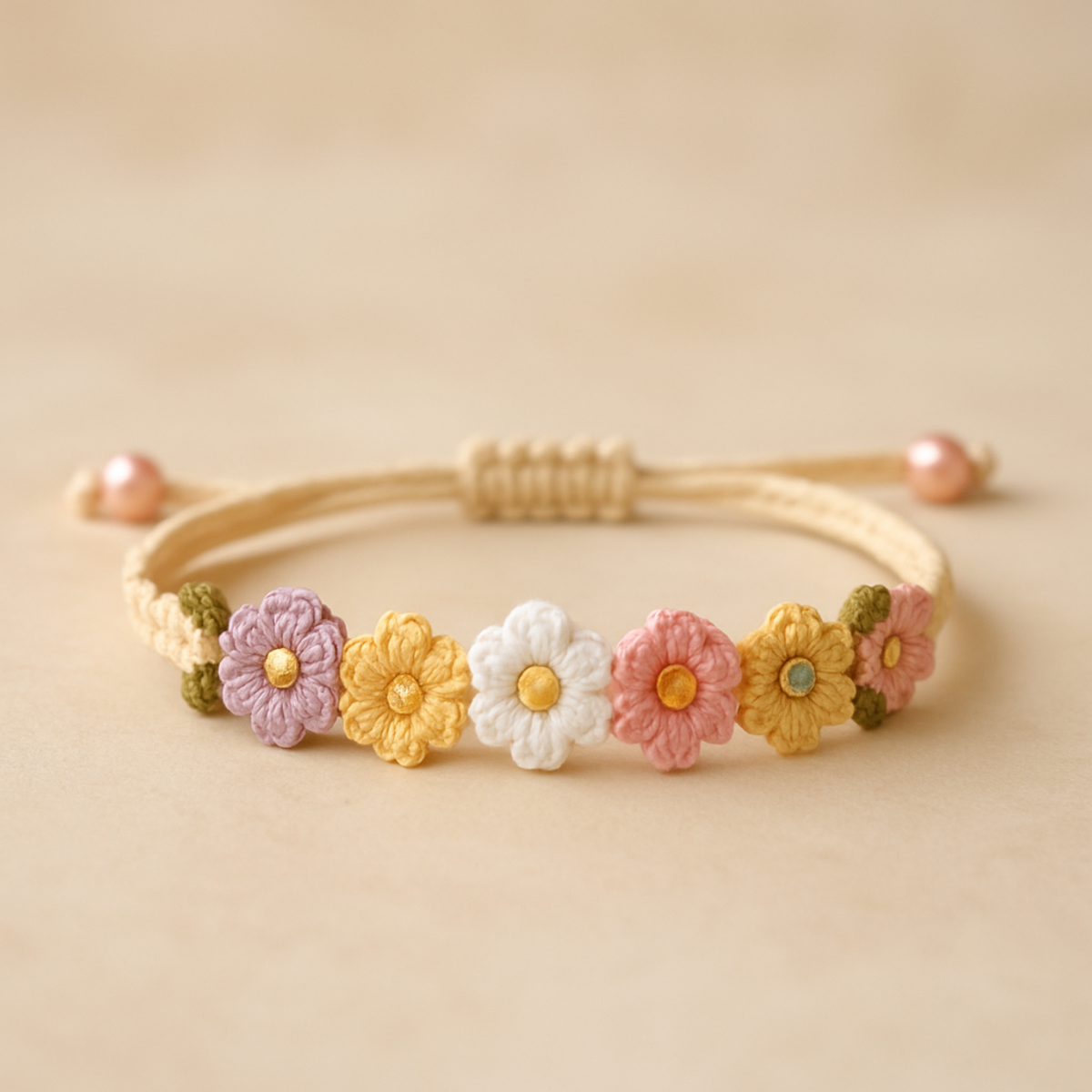 Pastel Micro-Crochet Flower Bracelet: A Charming 1-Hour Make