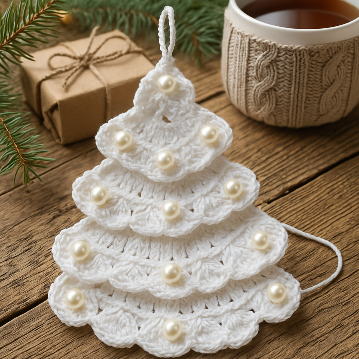 Delightful Pearl Scallop Crochet Christmas Tree Pattern