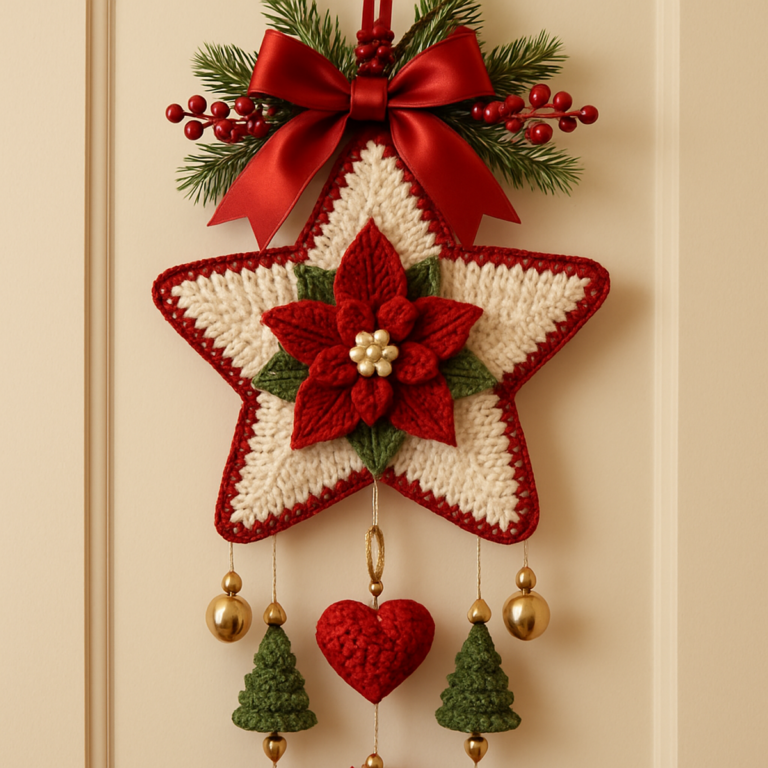 Poinsettia Christmas Star Door Hanging: A Cozy Holiday Craft