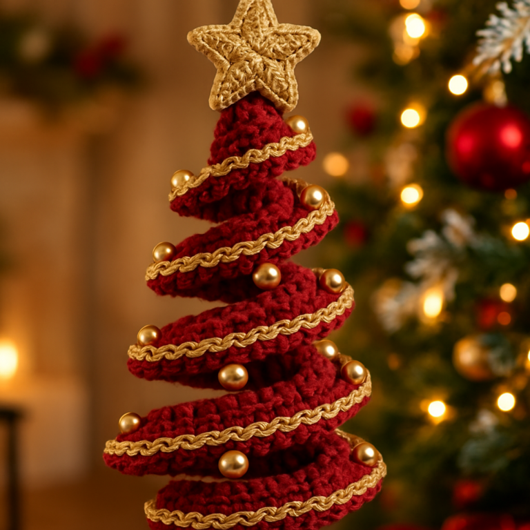 Charming Red & Gold Spiral Christmas Tree Ornament to Craft