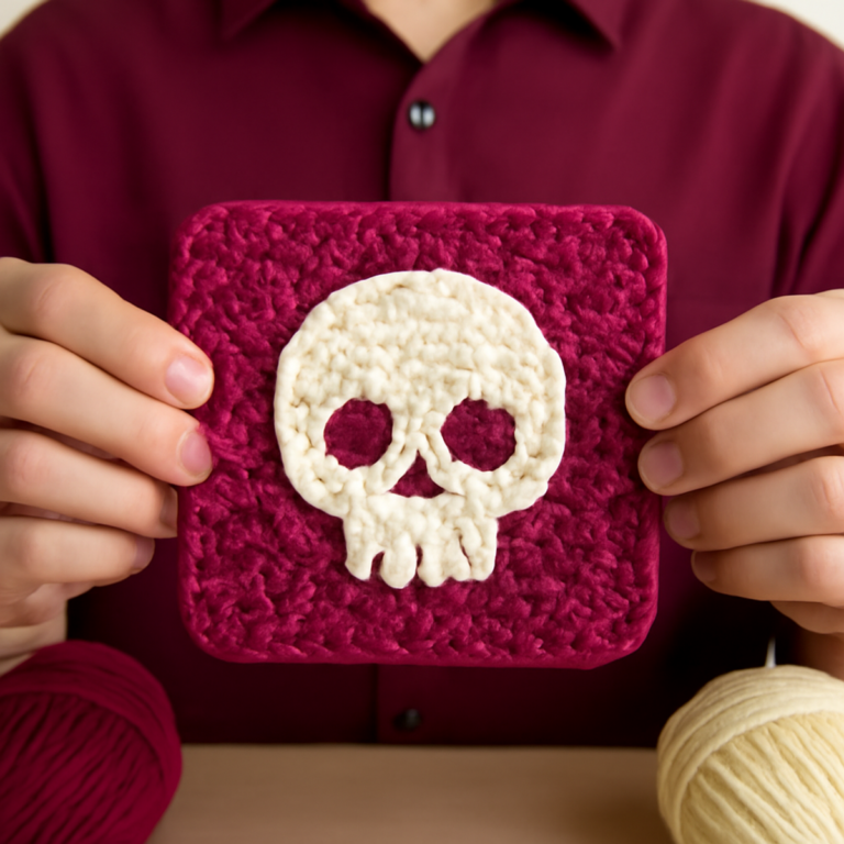 Gothic Skull Granny Square: A Cozy Crochet Delight