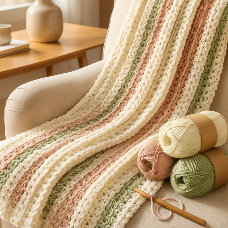 Cozy Soft Striped Beginner Crochet Blanket: Full Pattern
