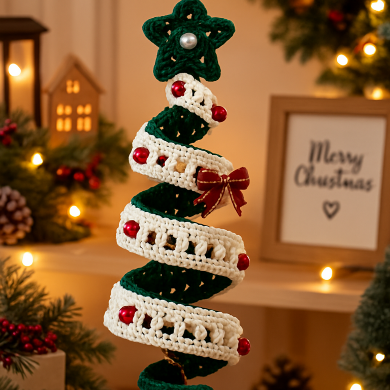 Cozy Spiral Christmas Tree Hanging Ornament to Crochet