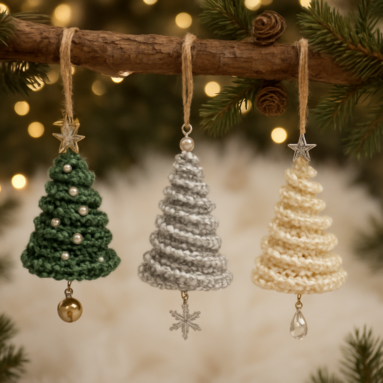 Cozy Spiral Crochet Christmas Tree Ornaments to Craft Together
