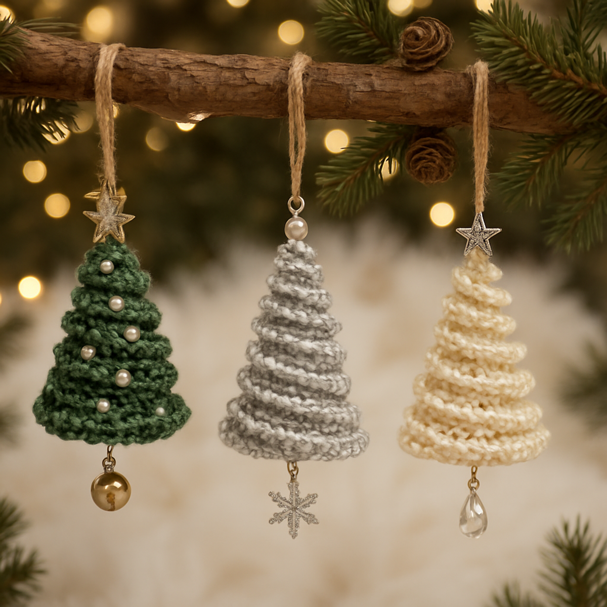 Cozy Spiral Crochet Christmas Tree Ornaments to Craft Together