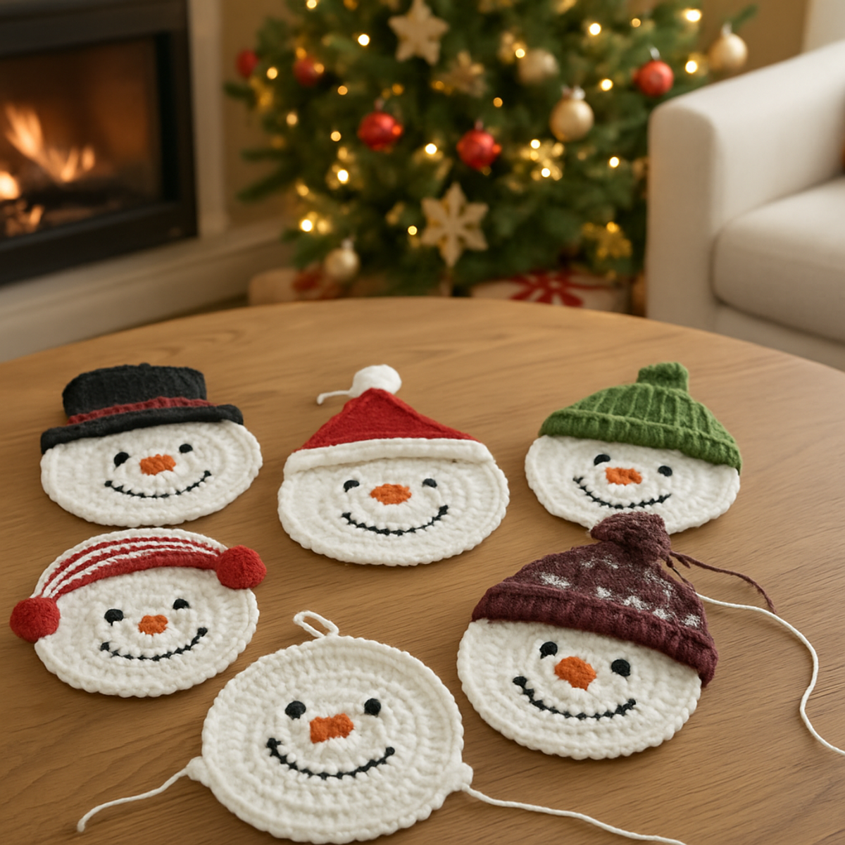 Flat Crochet Snowman Circle: Craft Your Cozy Holiday Decor!