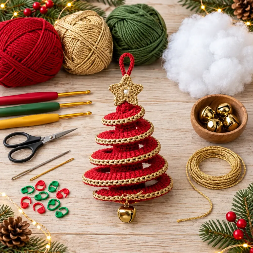 Charming 3D Spiral Crochet Christmas Tree Ornament Design article image 2