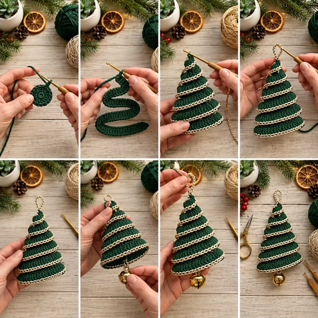 Cozy 3D Spiral Crochet Christmas Tree Ornament Tutorial article image 3