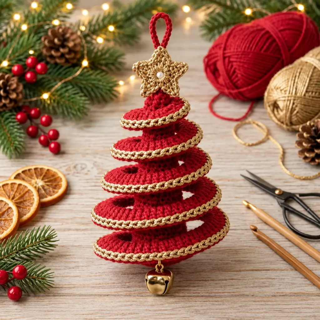 Charming 3D Spiral Crochet Christmas Tree Ornament Design article image 4
