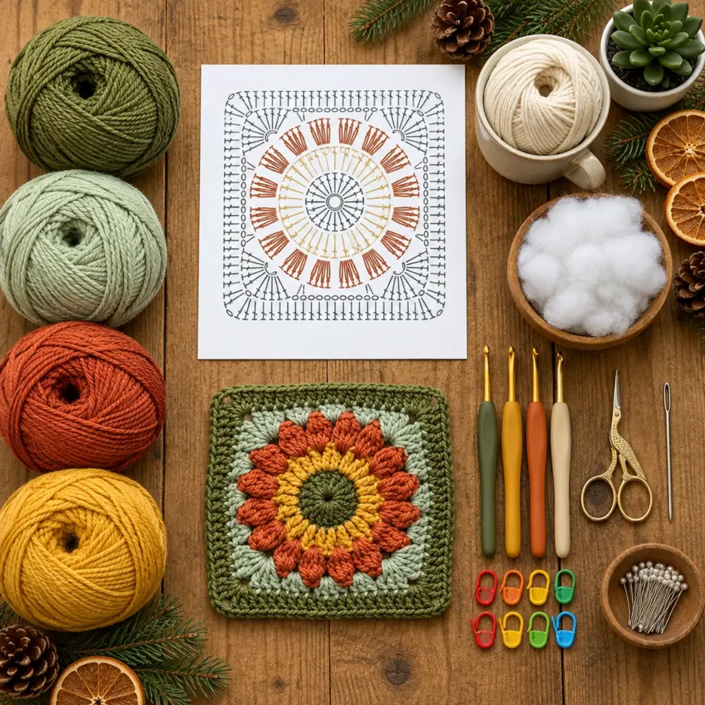 Cozy Autumn Flower Granny Square: A Colorful Crochet Delight article image 2