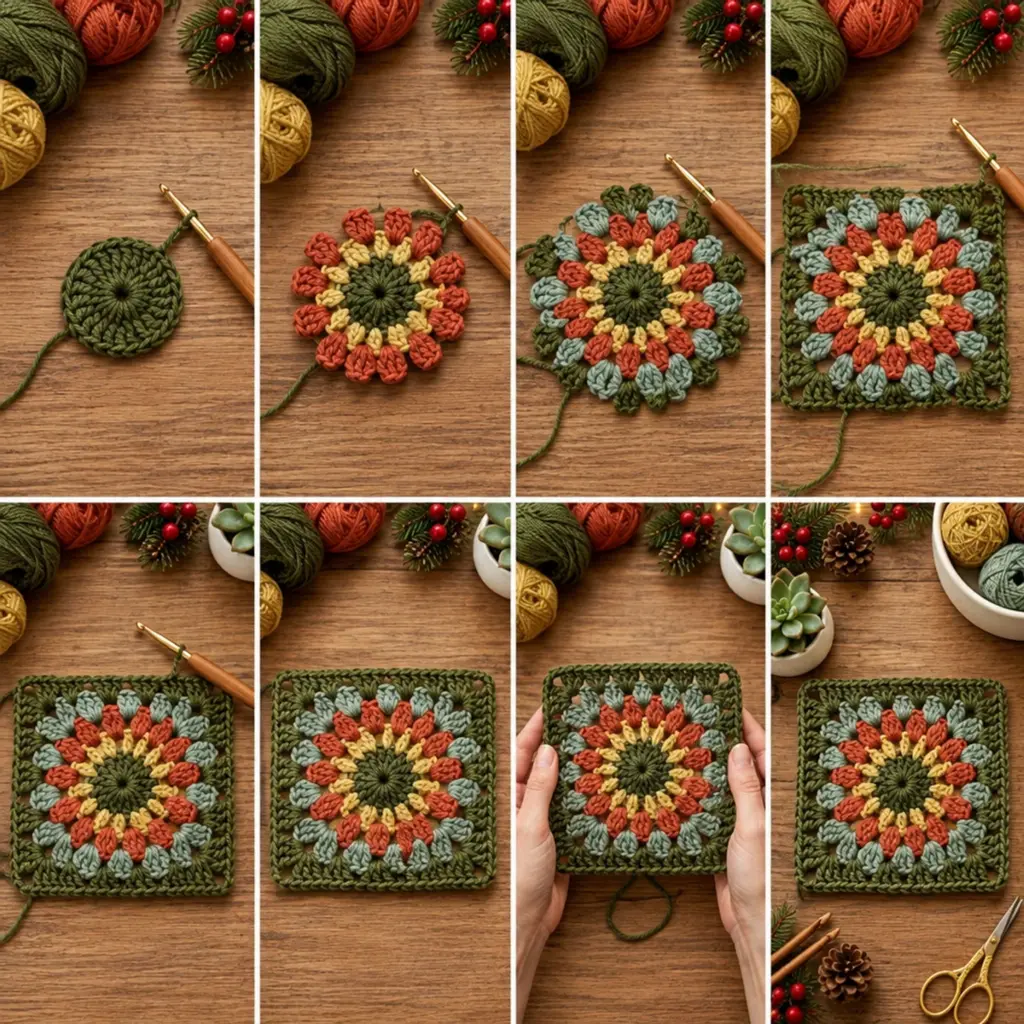 Cozy Autumn Harvest Floral Granny Square Tutorial article image 3