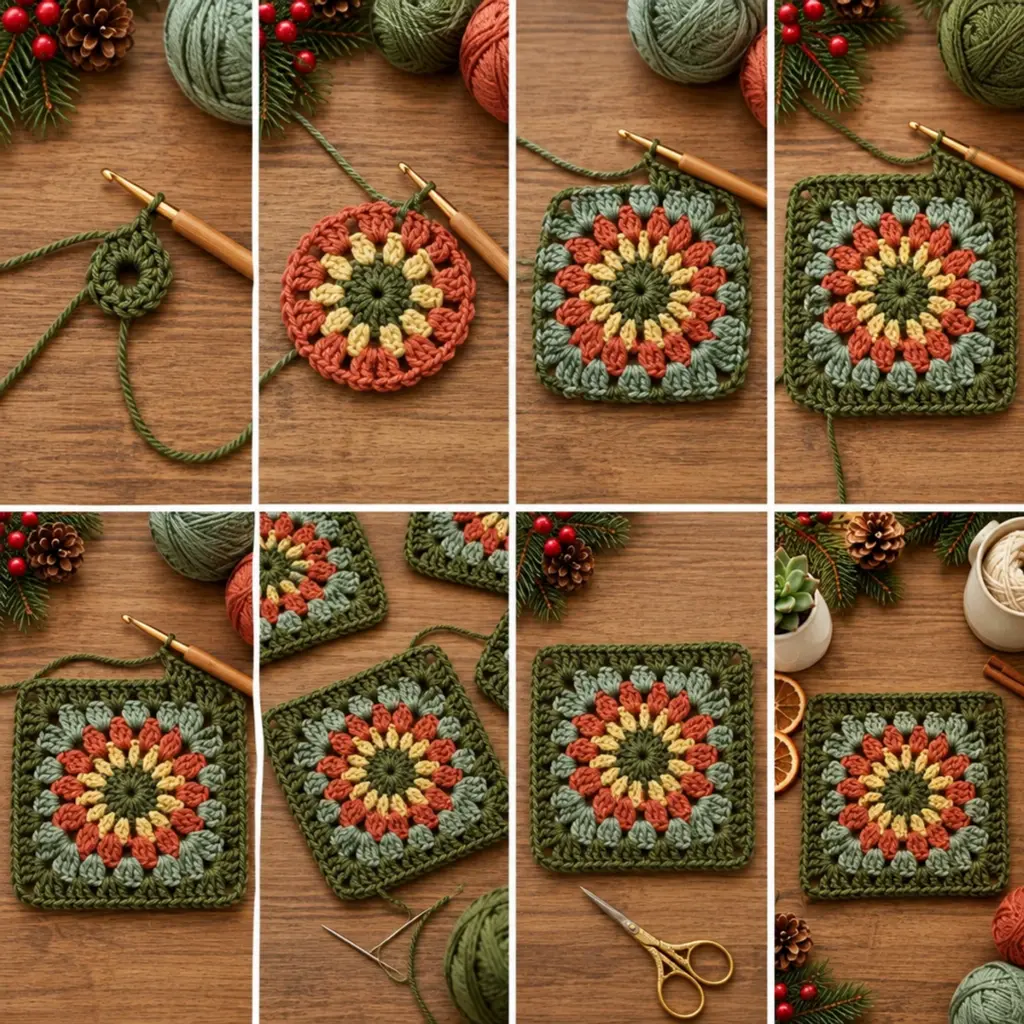 Autumn Harvest Floral Granny Square: Cozy 6-Inch Delight article image 3