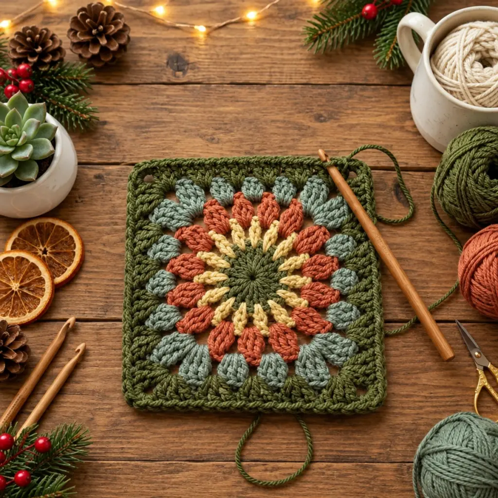 Autumn Harvest Floral Granny Square: Cozy 6-Inch Delight article image 4
