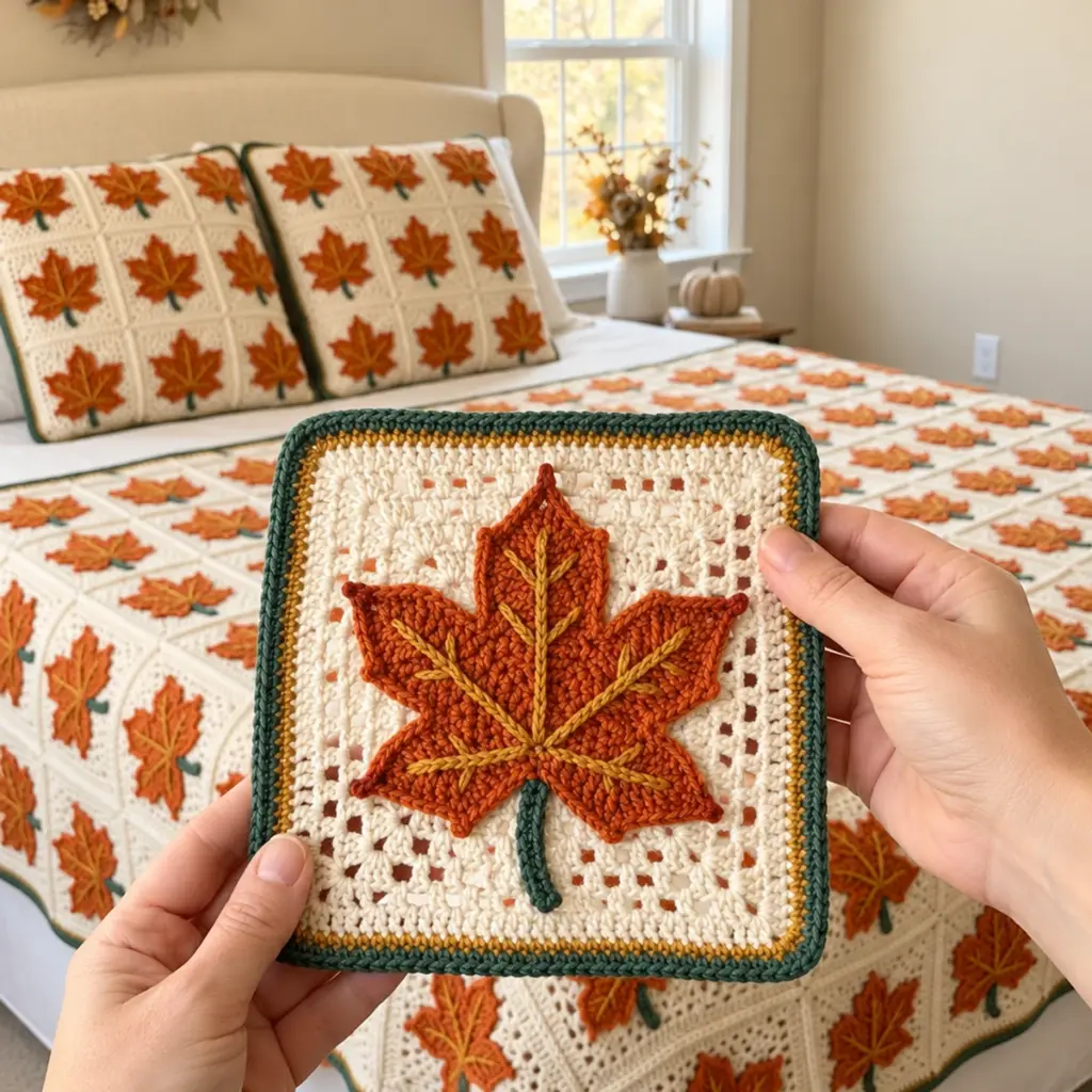 Cozy Autumn Maple Leaf Mosaic Granny Square - FREE Pattern article image 4