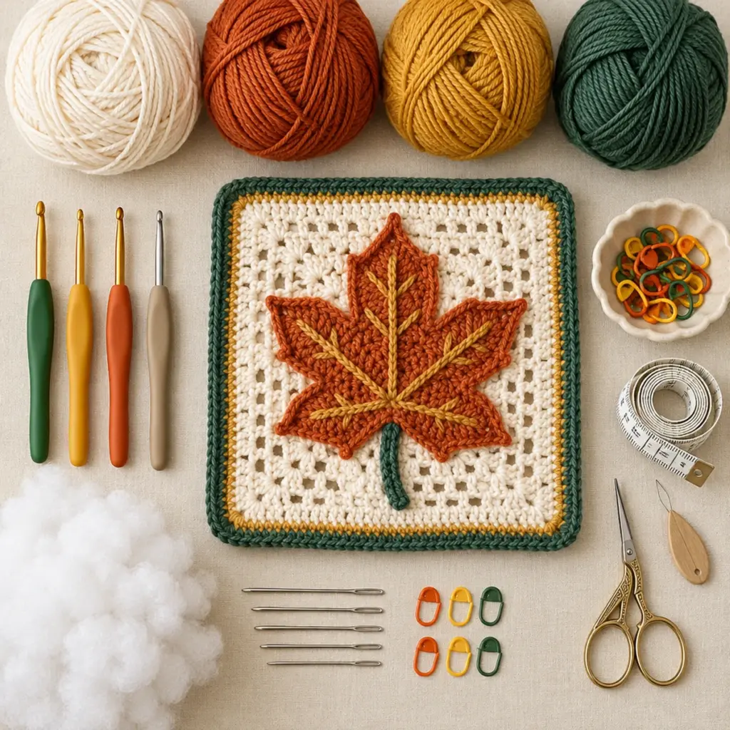 Autumn Maple Leaf Mosaic Square Crochet Pattern — FREE article image 2