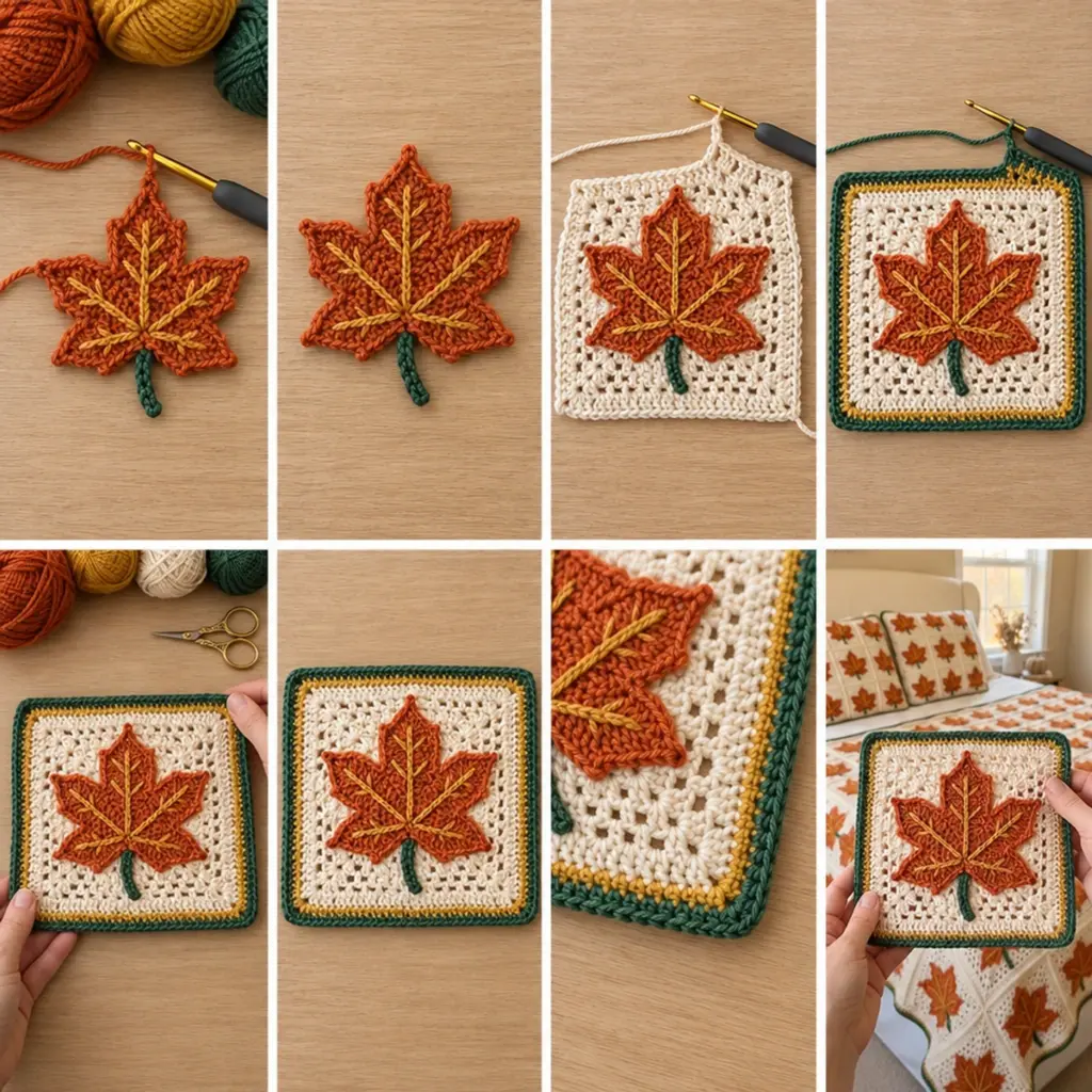 Autumn Maple Leaf Mosaic Square Crochet Pattern — FREE article image 3