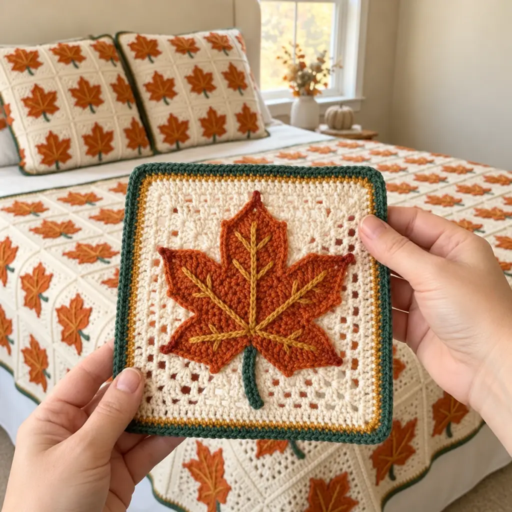 Autumn Maple Leaf Mosaic Square Crochet Pattern — FREE article image 4
