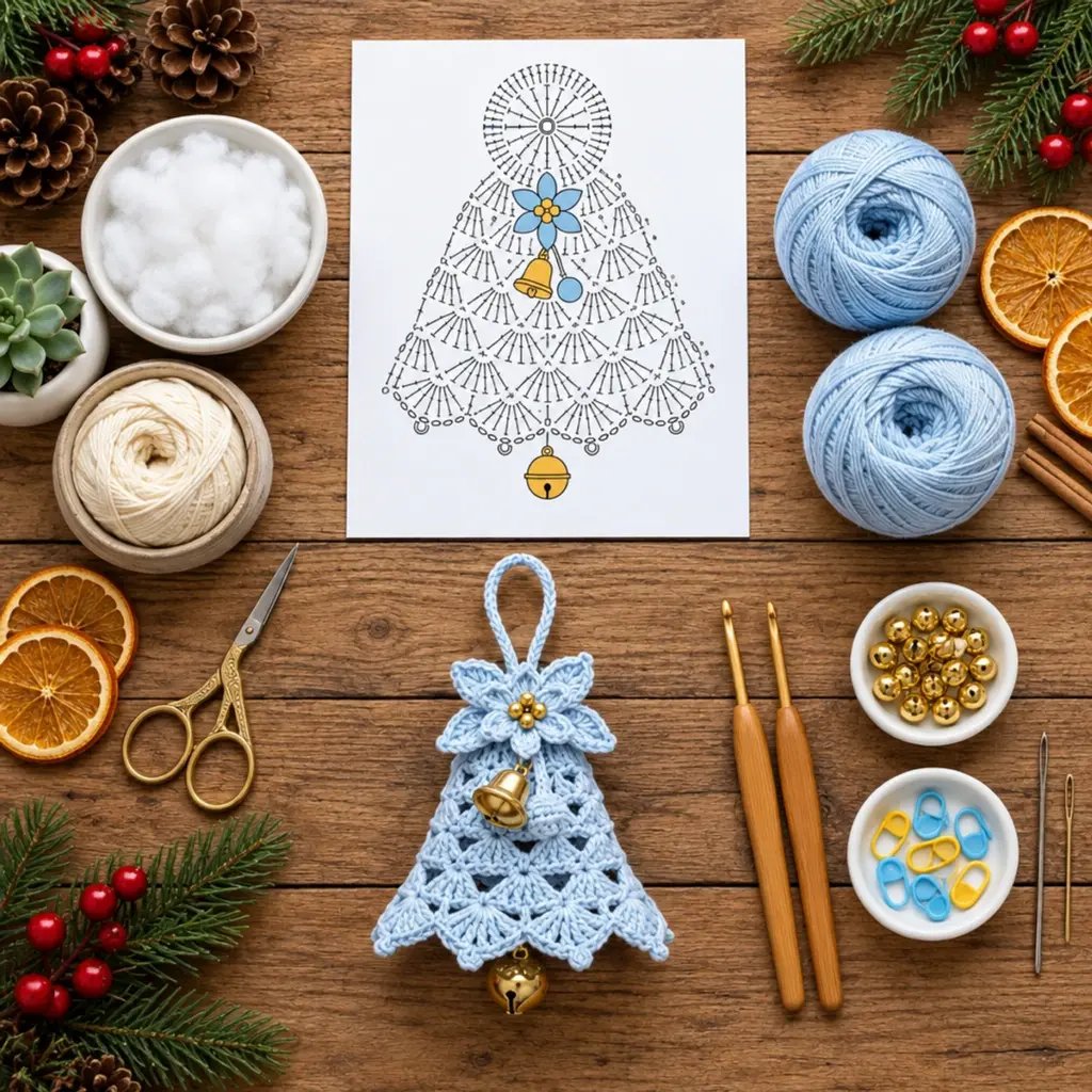 Charming Blue Crochet Christmas Bell Ornament for the Holidays article image 2
