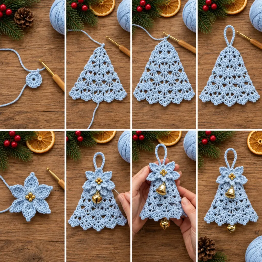 Charming Blue Crochet Christmas Bell Ornament for the Holidays article image 3