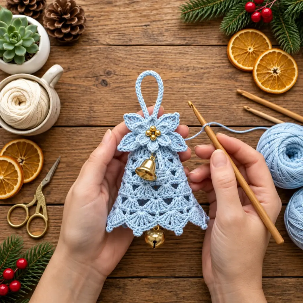 Charming Blue Crochet Christmas Bell Ornament for the Holidays article image 4
