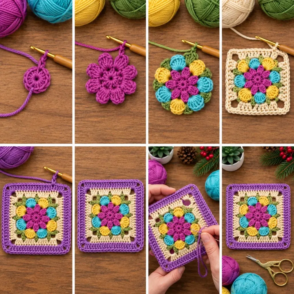 Charming Pastel Floral Granny Square Pattern article image 3