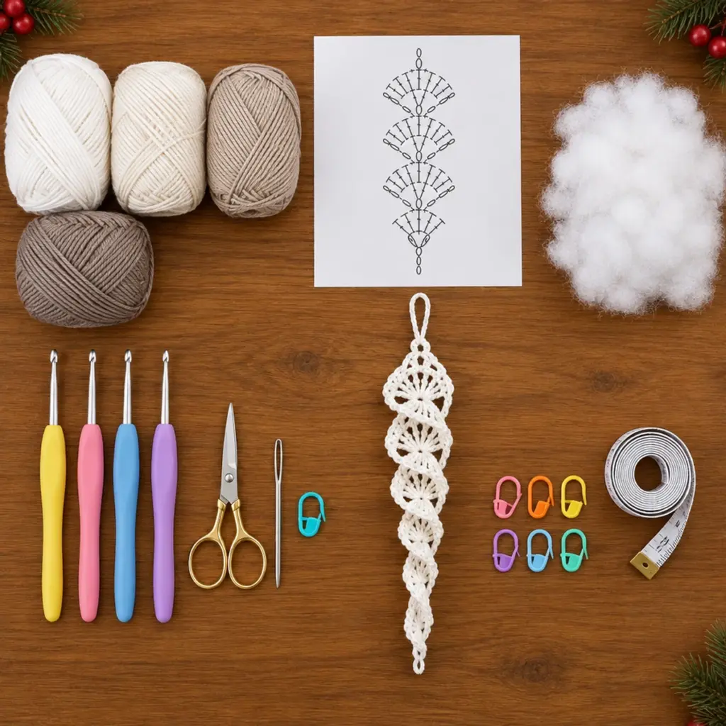 Ivory Lace Christmas Crochet Icicle Ornament Tutorial article image 2