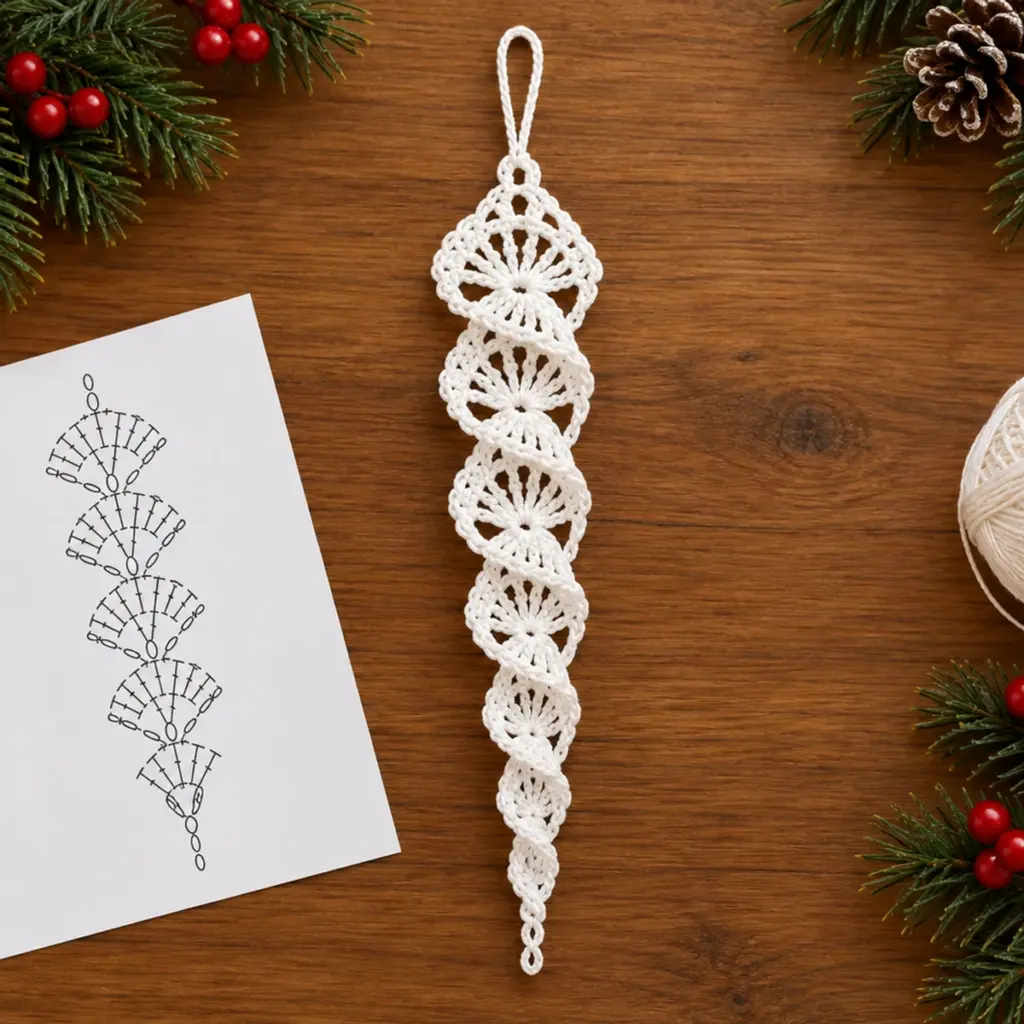 Ivory Lace Christmas Crochet Icicle Ornament Tutorial article image 4