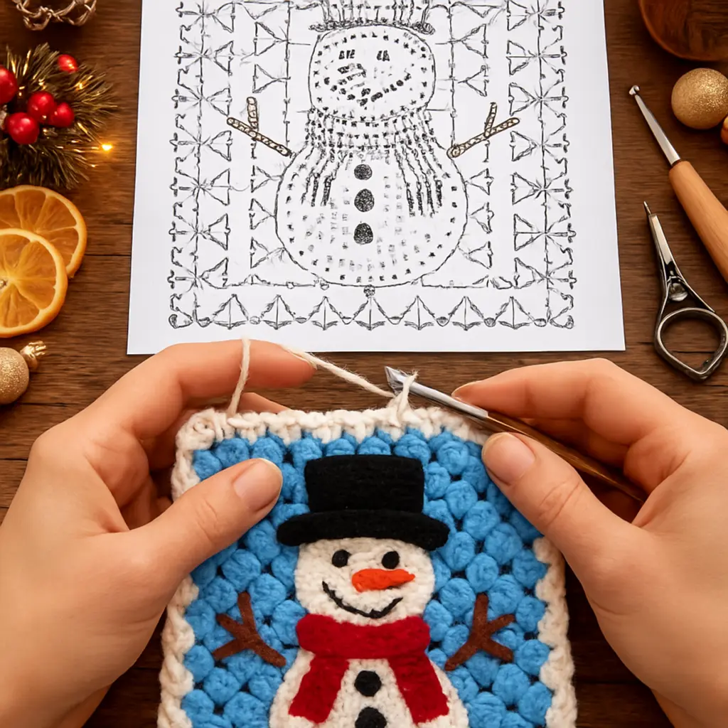Christmas Snowman Granny Square