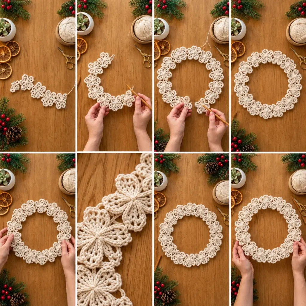Cozy Cream Floral Crochet Door Wreath for a Warm Welcome article image 3