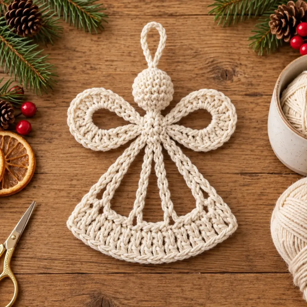 Cozy Cream White Crochet Christmas Angel Ornament Tutorial article image 4