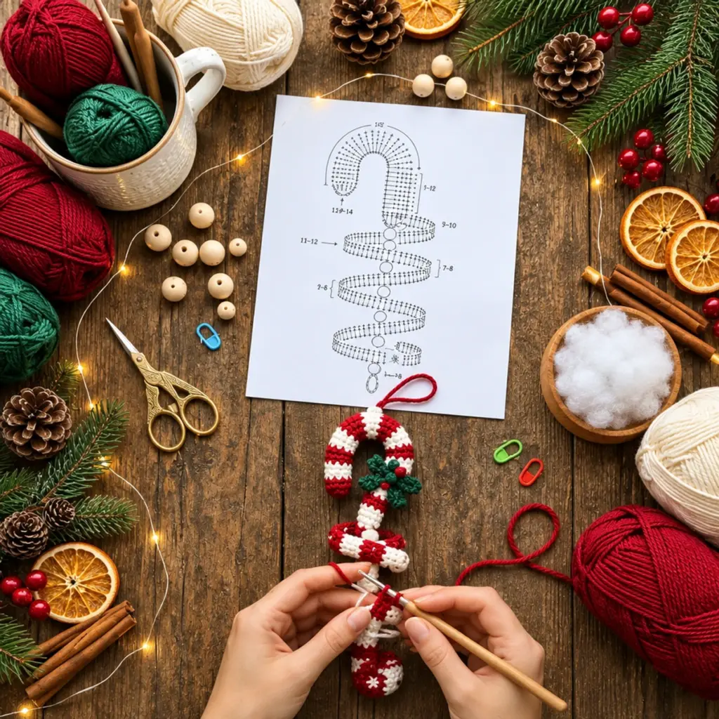 Cozy Crochet Christmas Candy Cane Spiral Ornament Tutorial article image 2