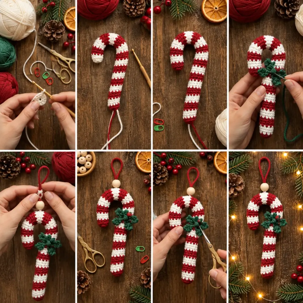 Cozy Crochet Christmas Candy Cane Spiral Ornament Tutorial article image 3