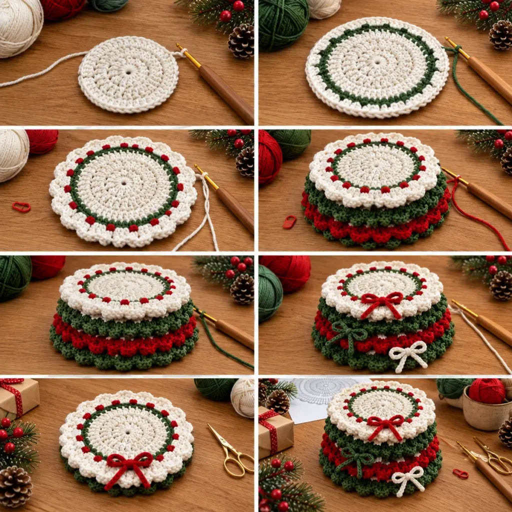 Crochet Christmas Wreath Coasters: Festive and Cozy Delight article image 3