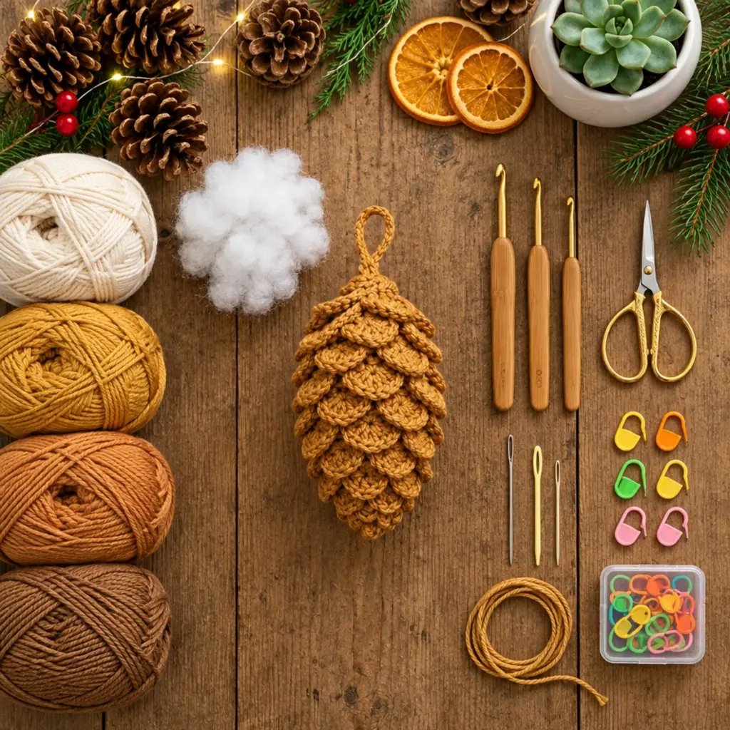 Cozy Crochet Pinecone Christmas Hanging Ornament Tutorial article image 2
