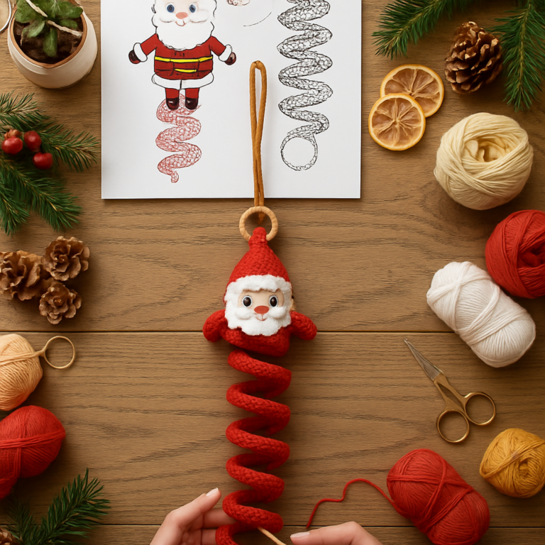 Cozy Crochet Santa Spiral Ornament for Holiday Cheer