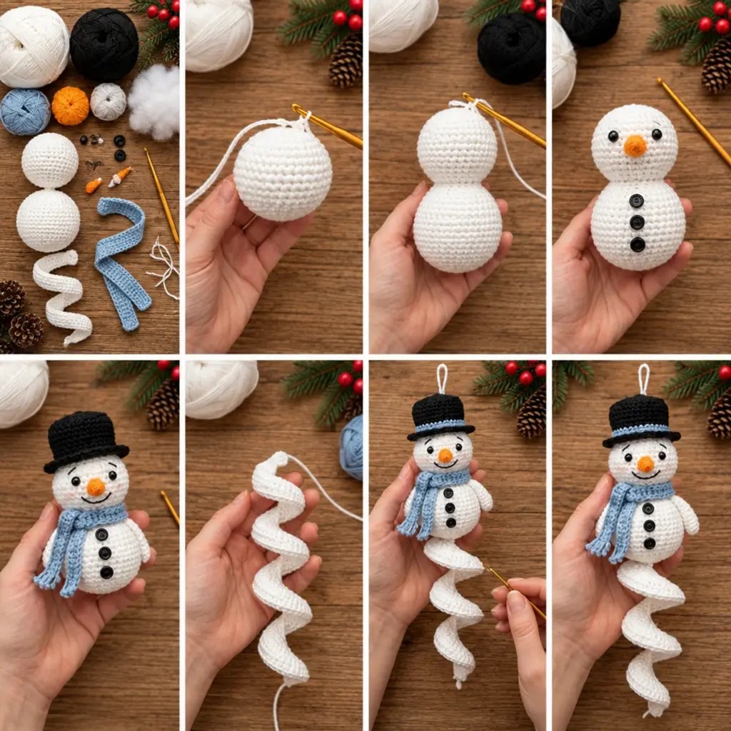 Charming Crochet Spiral Snowman Christmas Ornament Tutorial article image 3