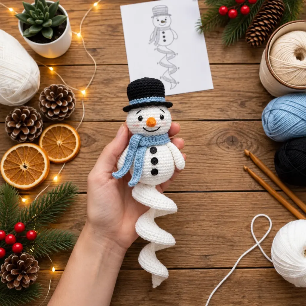 Charming Crochet Spiral Snowman Christmas Ornament Tutorial article image 4