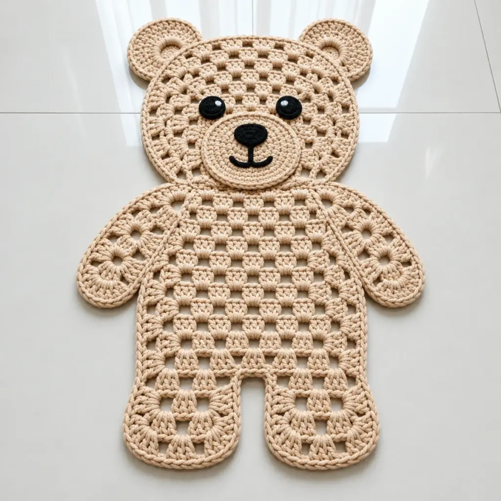 Crochet Teddy Bear Granny Stitch Applique: DIY