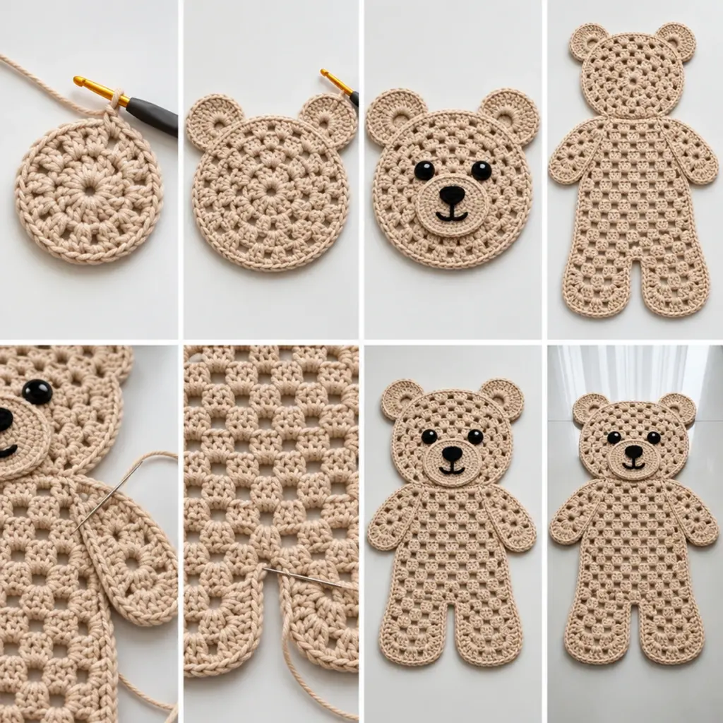 Crochet Teddy Bear Granny Stitch Applique: Cozy DIY Delight article image 3