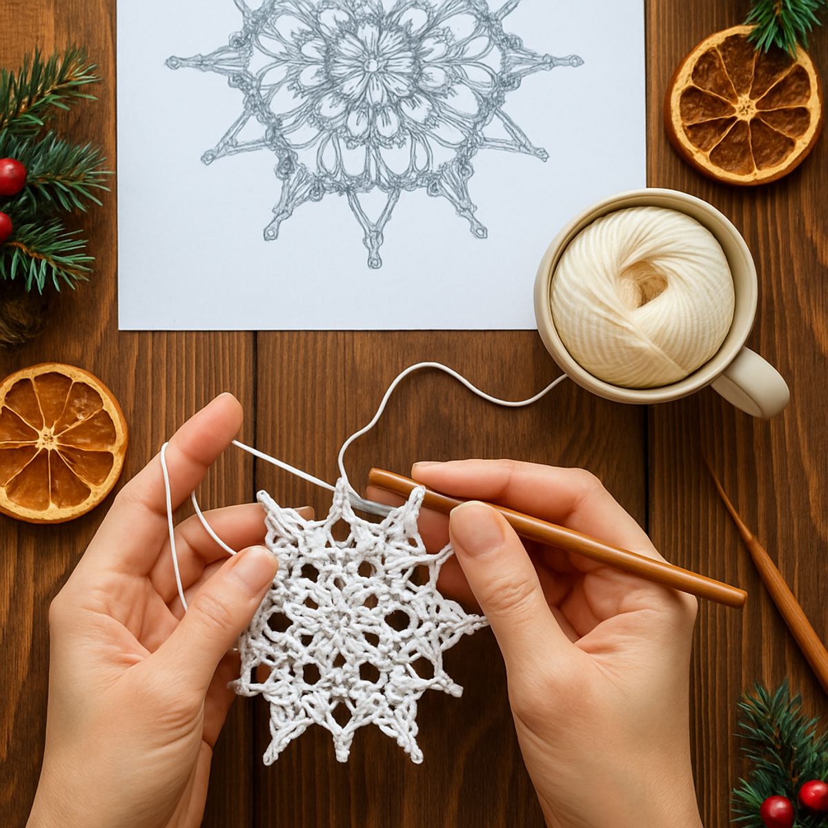 Crystal Star Lace Snowflake Crochet Ornament Tutorial