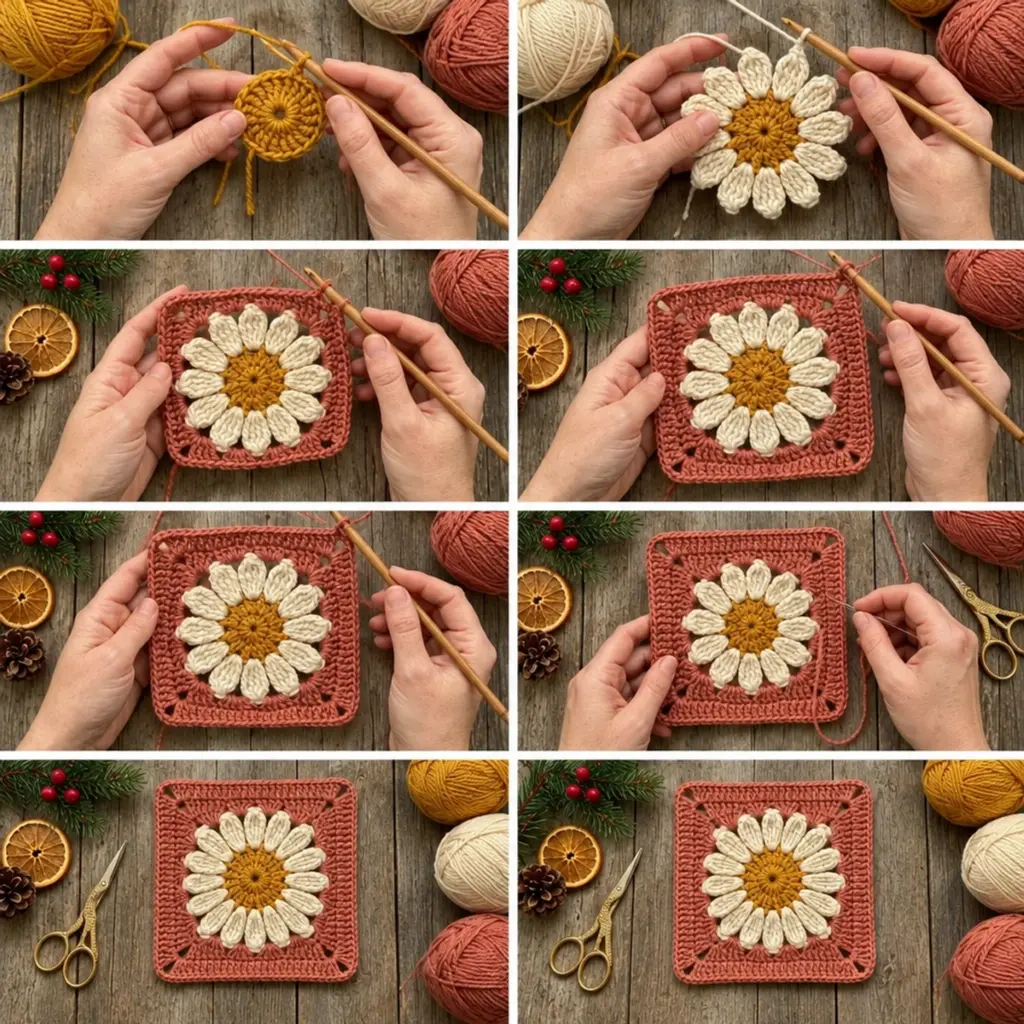 Charming Daisy Granny Square : Cozy Crochet Delight! article image 3