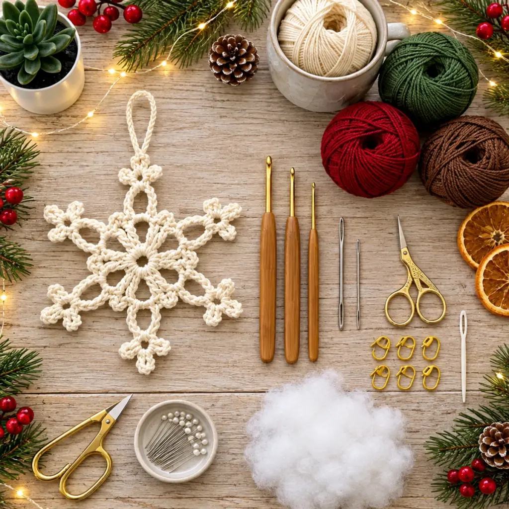 Delicate Ivory Six-Point Crochet Snowflake Ornament Tutorial article image 2