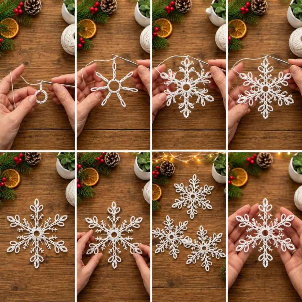 Delicate White Crochet Snowflake Ornament: A Cozy Keepsake article image 3