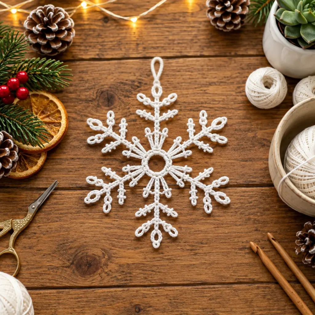 Delicate White Crochet Snowflake Ornament: A Cozy Keepsake article image 4