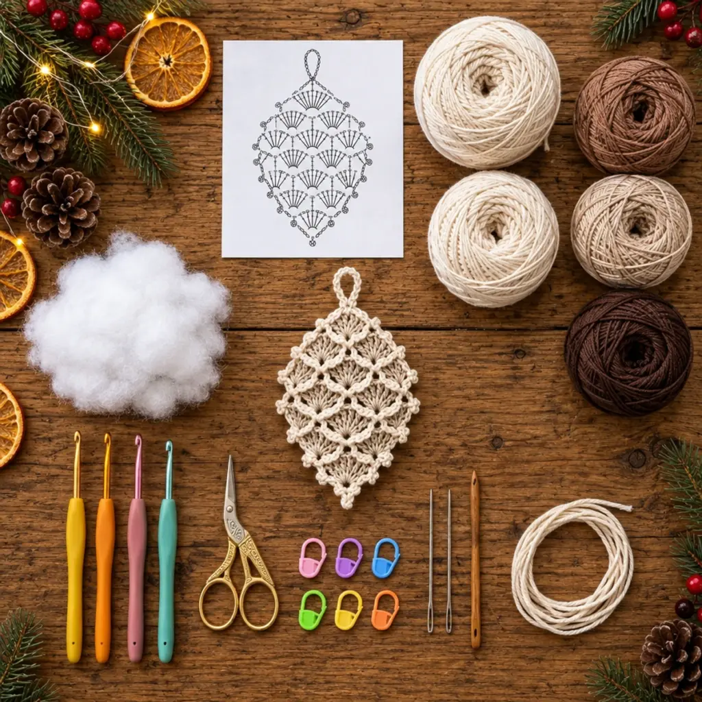 Delicate Diamond Lace Crochet Christmas Ornament Tutorial article image 2