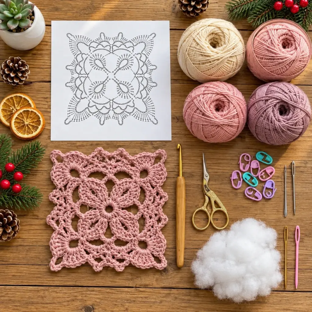 Dusty Pink Floral Lace Granny Square: A Cozy Crochet Delight article image 2