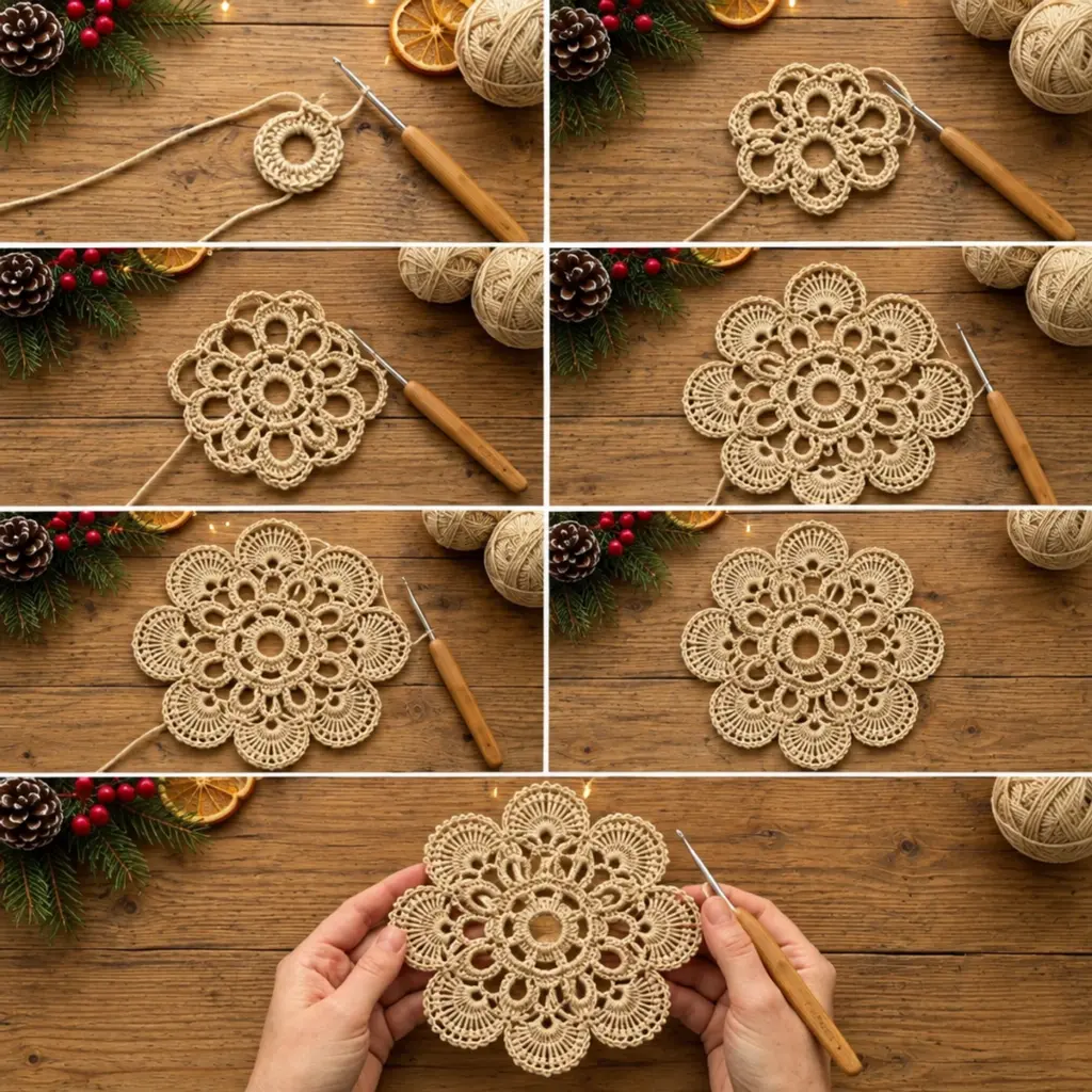 Delicate Eight Petal Crochet Lace Flower: A Cozy Craft Delight article image 3