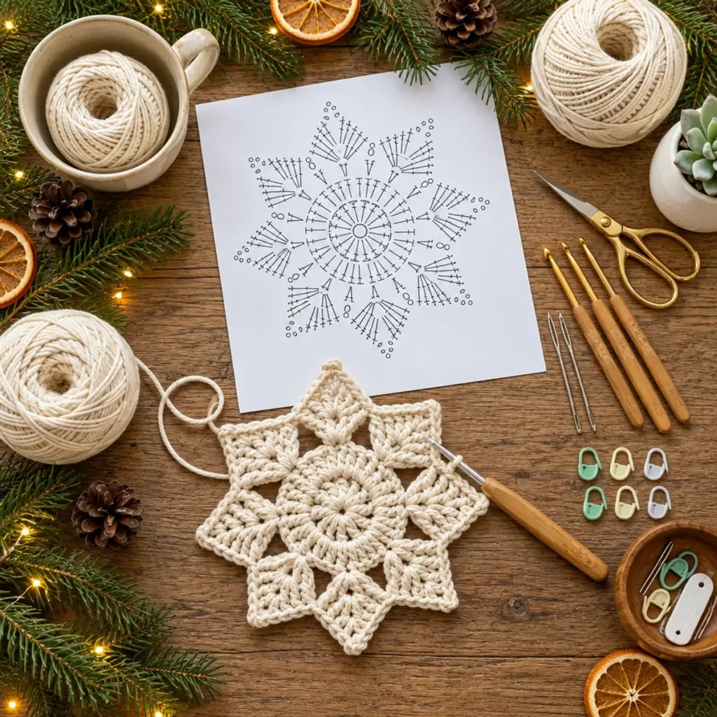 Create a Magical Eight-Point Crochet Snowflake Star Ornament article image 2